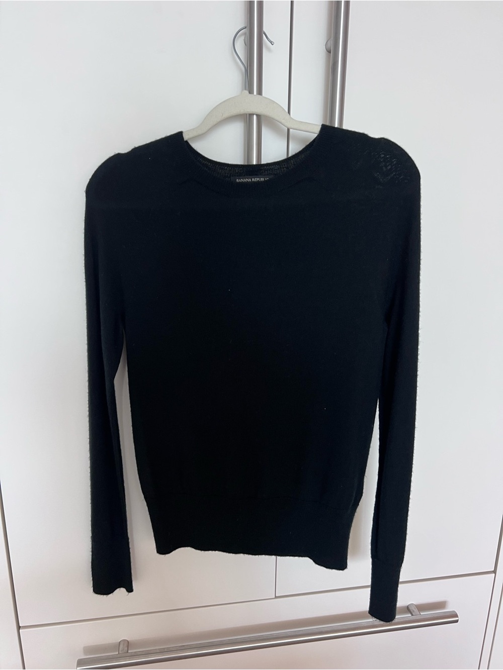 Banana Republic Black Merino Wool Crewneck Sweater